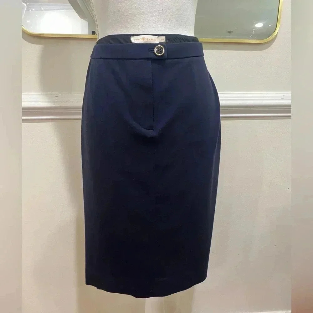Tory Burch Dark Blue Pencil Skirt Sz L